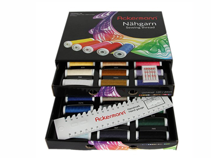 Ackermann 120 Nähgarnbox schwarz 36 Rollen á 200m