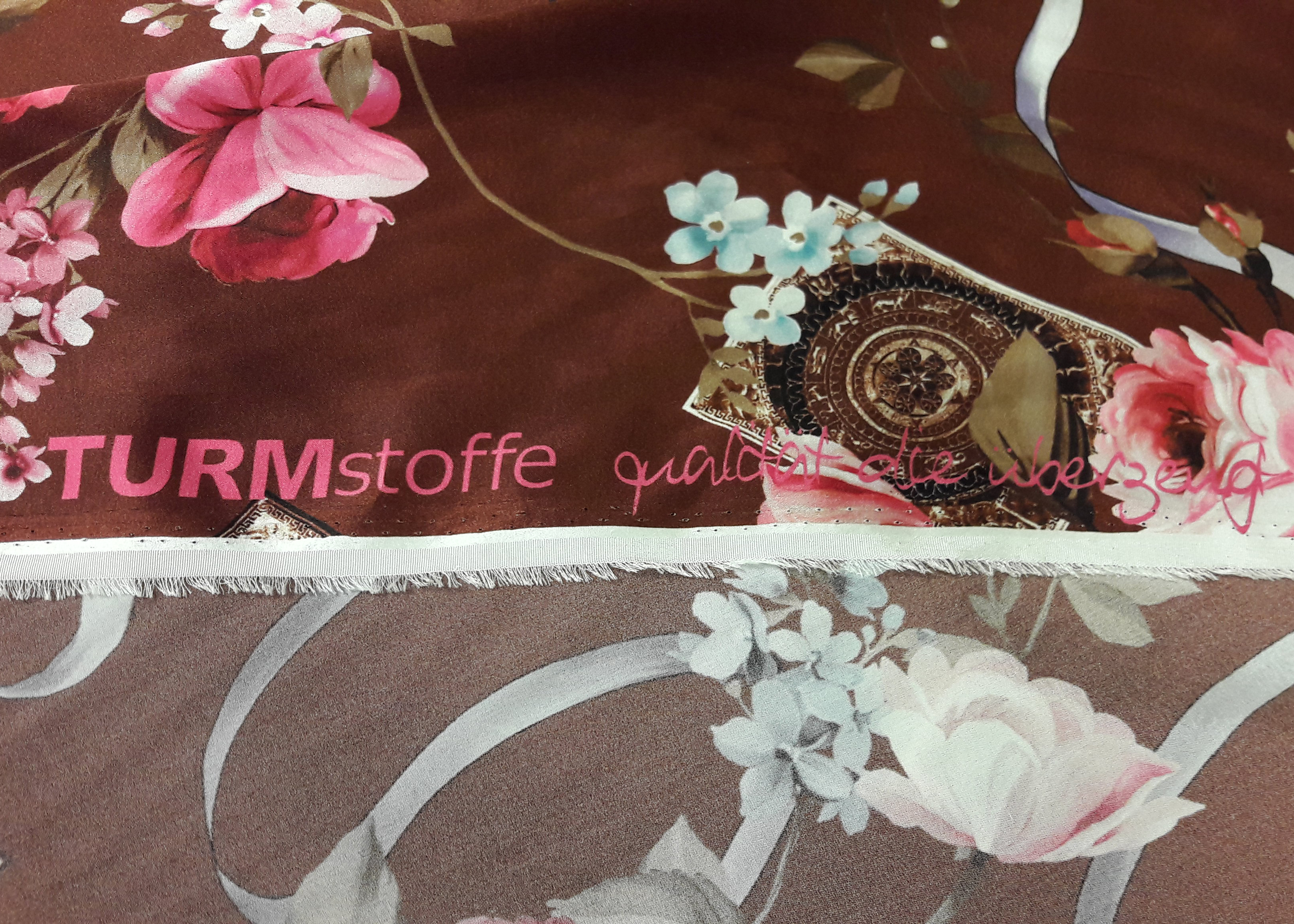 R.S.Stretch Satin Turm-Stoffe Design 92 % Seide 8 % Ea